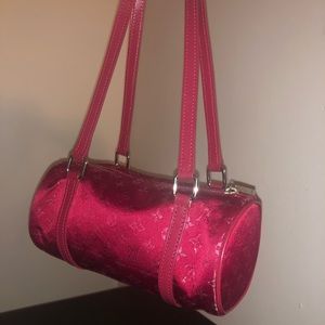RED SILK LOUIS VUITTON MINI PAPILLON BAG